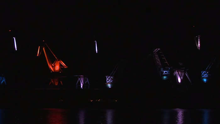 Shipyard cranes - Lighting Giants in Pula by Skira