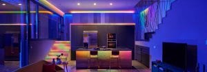 Room aranged with Smart LED lighting connected by WiZ